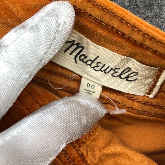 Madewell Velveteen A-Line Mini Skirt Womens 00 Button Front Tan Pecan Orange 70s - Picture 7 of 9